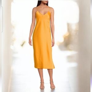 Sleeveless slip dress with a V-neckline and thin straps  Color Apricot Size 2